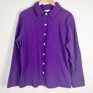 FRESH PRODUCE | Cotton Button Down Top Purple | Large